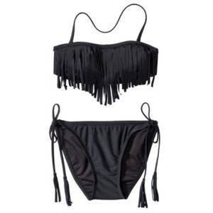 Black Target Xhilaration fringe bikini top